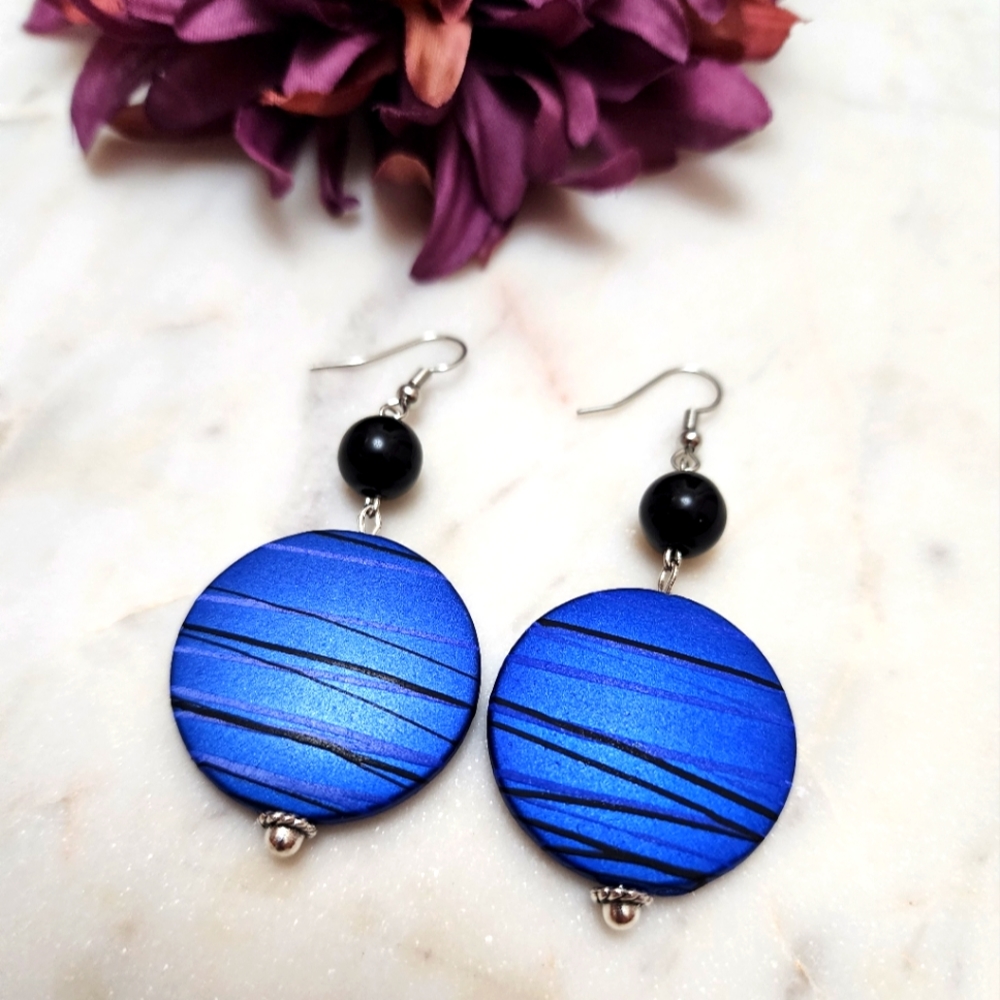 Blue & Black Earrings